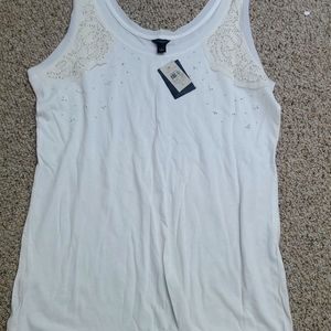 Ann Taylor white Tank Top with Embellishments